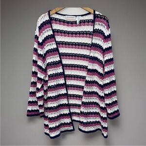 Alfred Dunner Open Cardigan Sweater Striped Multicolor Size 2X